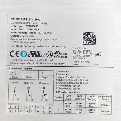 1370040010 Weidmuller Uninterruptible Power Supply CP DC UPS 24V 40A