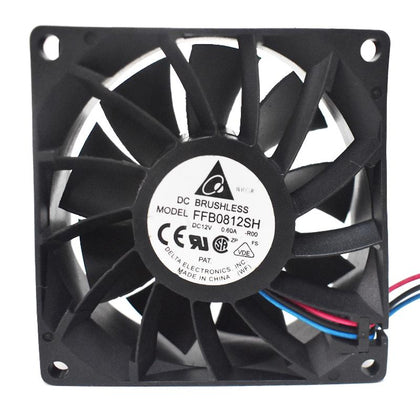 Delta and inverter cooling fan FFB0812SH 8025 80mm 12V big fan pressure 80*80*25mm