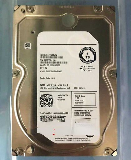 DELL ST1000NM0023 0FNW88 1T 7.2K 3.5 SAS 6GB 128M Hard Drives