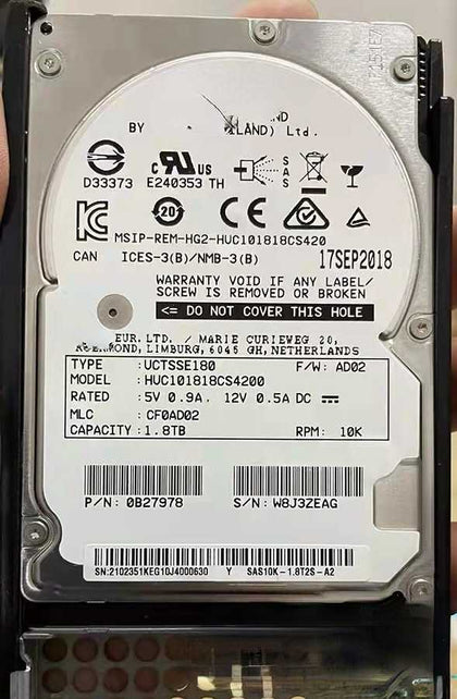 02350GJB 1.8T 10K 2.5inch SAS 4KN 18500 18800 V3 Hard Drives