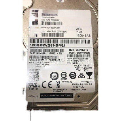 IBM 00WK871 00WK780 00WK896 2T 7.2K 2.5 SAS 12Gb V7000 Hard Drives