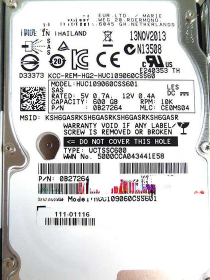 NetApp LSI E-X4026B-R6 111-01116 600G 10K 2.5inch SAS Hard Drives